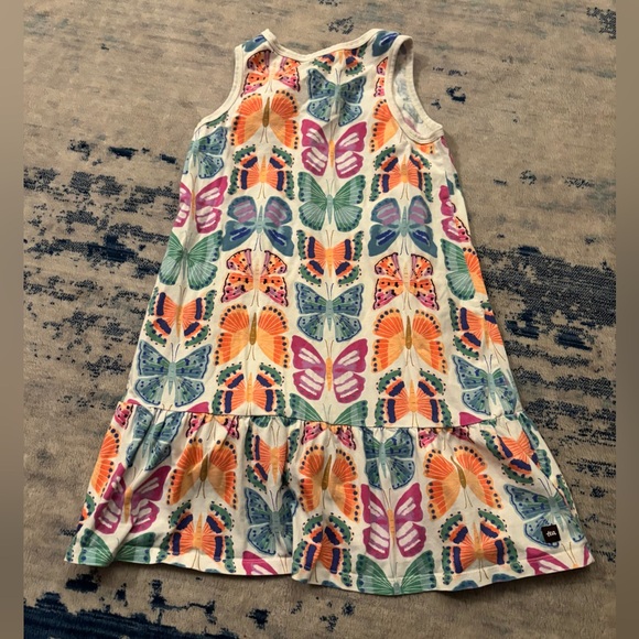 Tea Collection Ruffle Hem Tank Dress Butterflies Size 7 - Picture 6 of 7